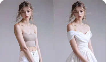 Change clothes into wedding dress with AI