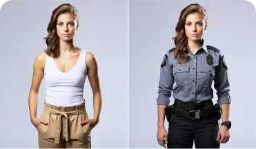 Change clothes into uniform with AI